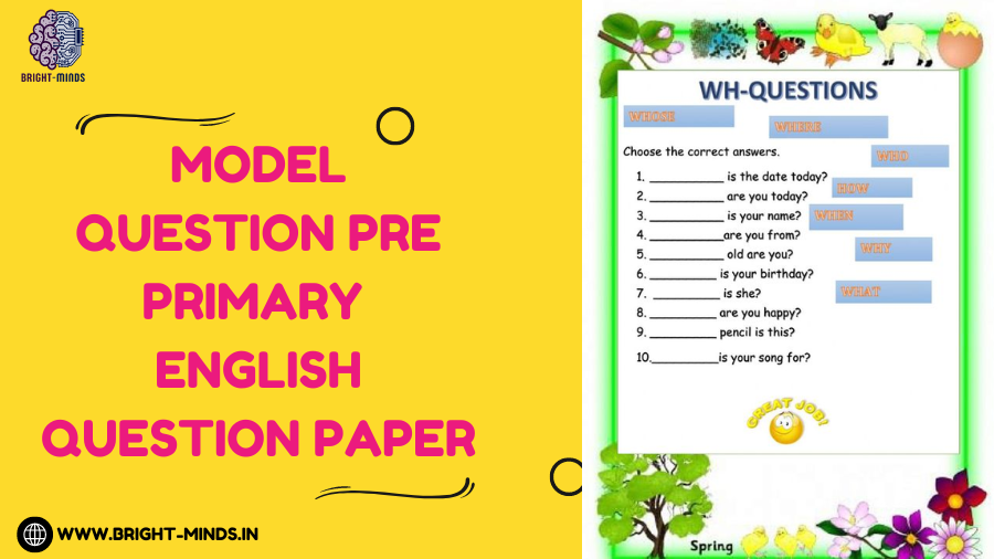 Top Model Question Pre Primary English Worksheet.